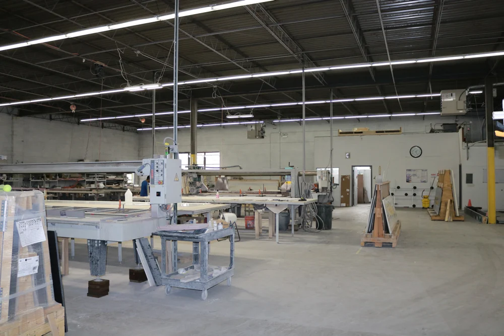 Slab fabrication workbench at the Signature Porcelain facility
